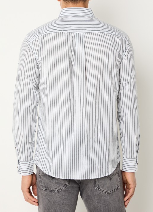 Armani Regular fit overhemd met streepprint en logo - achterkant 4 lichtblauw