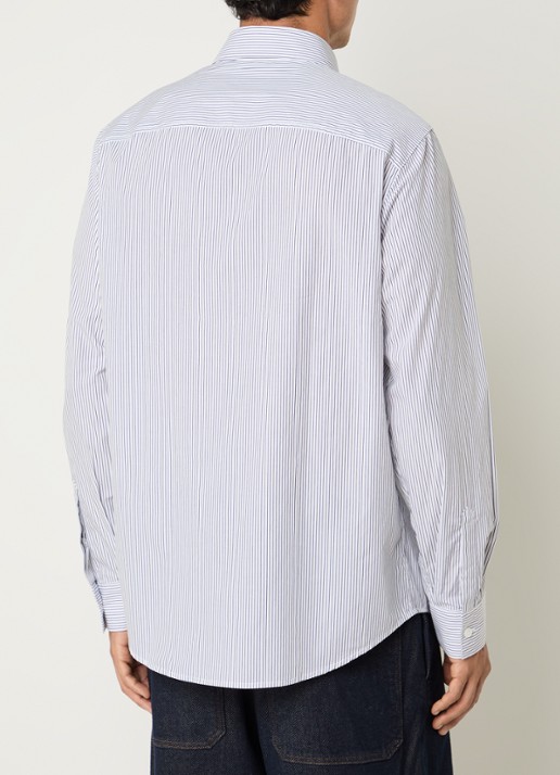 Armani Regular fit overhemd met streepprint en logoborduring - achterkant blauw