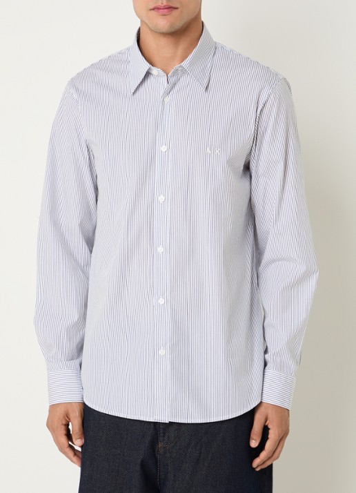 Armani Regular fit overhemd met streepprint en logoborduring - detail 4 blauw
