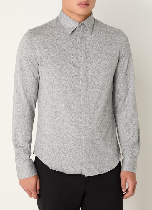 Armani Regular fit overhemd met stretch - detail 3 grijs