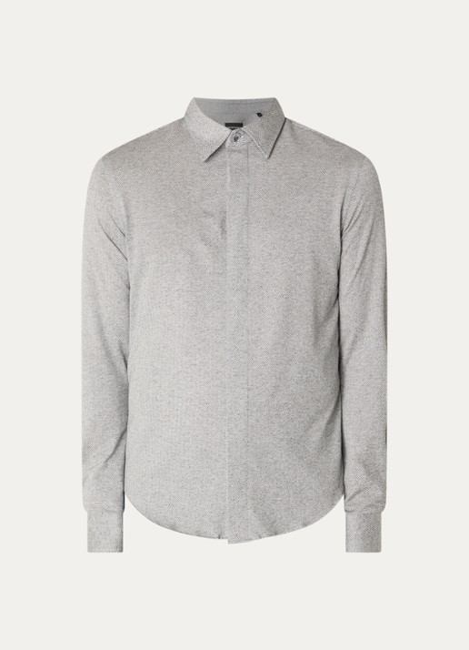 Armani Regular fit overhemd met stretch - voorkant grijs