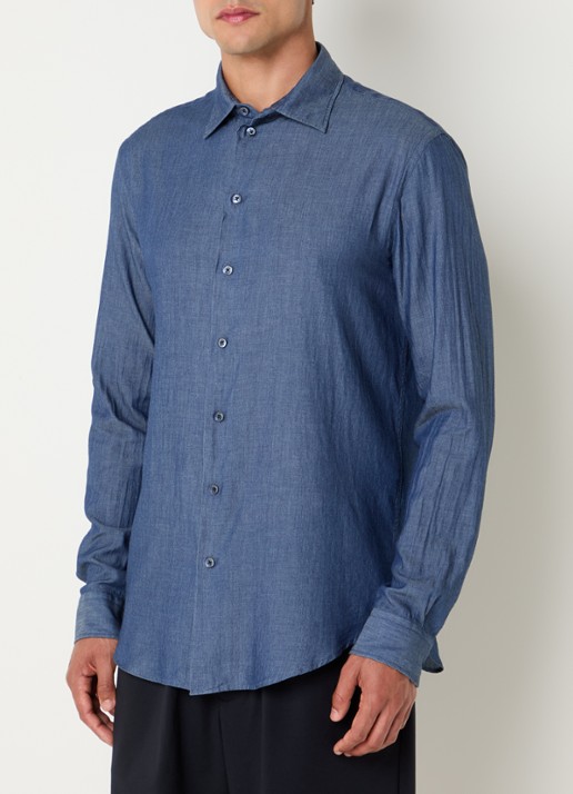 Armani Regular fit overhemd van chambray