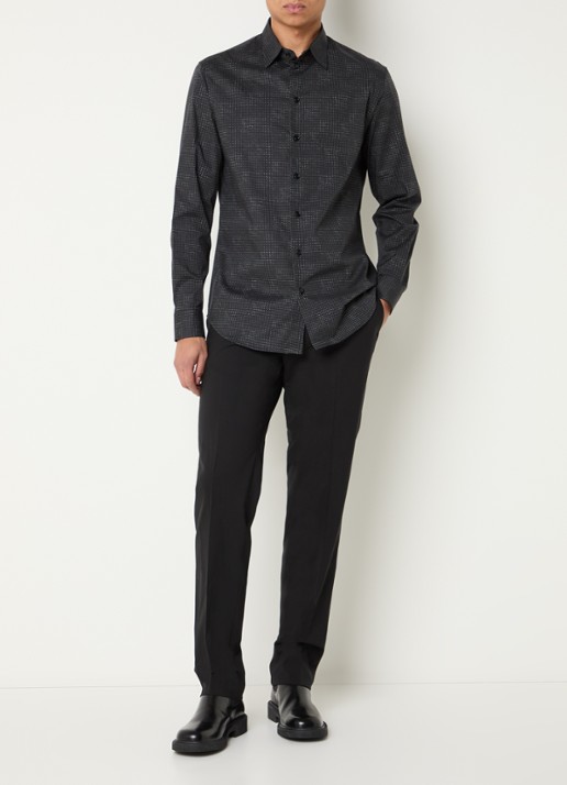 Armani Regular fit overhemd van katoen - voorkant 4 zwart