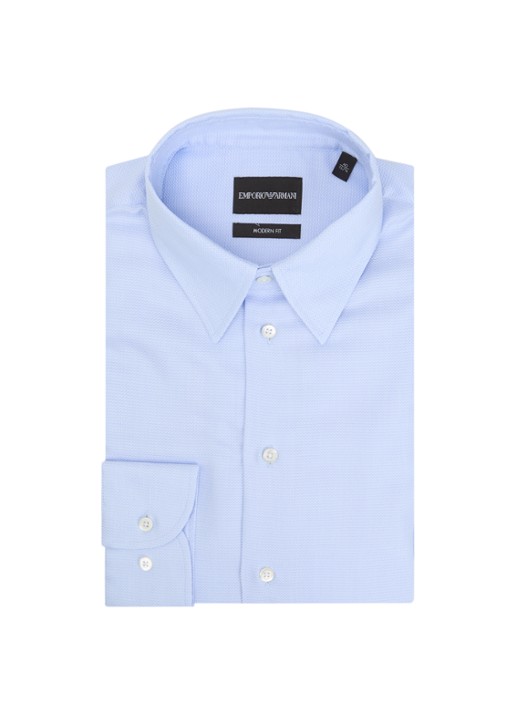 Armani Regular Fit overhemd van katoen  - voorkant blauw
