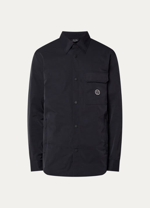 Armani Regular fit overshirt met borstzak - voorkant 3 donkerblauw