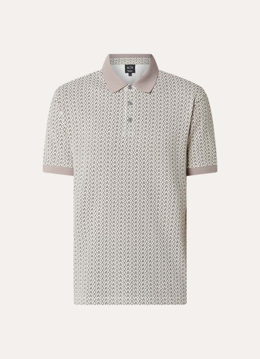 Armani Regular fit polo met grafische print - voorkant 3 creme