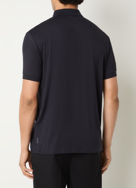 Armani Regular fit polo met halve rits - achterkant donkerblauw