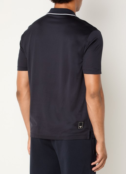 Armani Regular fit polo met halve rits - achterkant 2 donkerblauw