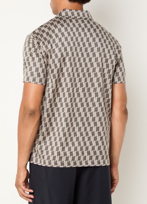 Armani Regular fit polo met jacquard dessin - achterkant 4 olijfgroen