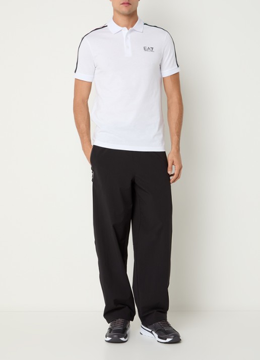 Armani Regular fit polo met logo- en backprint - voorkant 2 wit