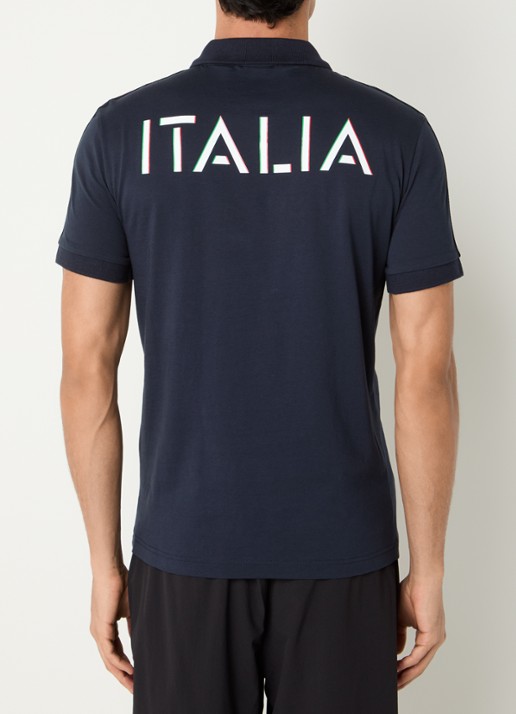 Armani Regular fit polo met logo- en backprint - achterkant 3 indigo