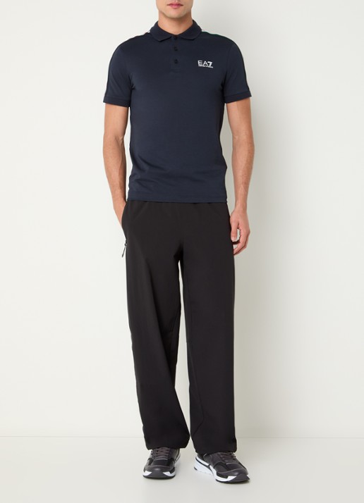 Armani Regular fit polo met logo- en backprint - voorkant 2 indigo