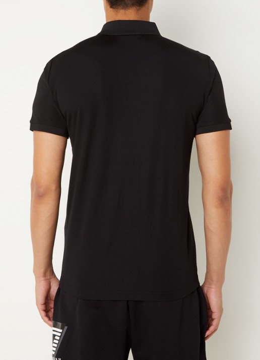 Armani Regular fit polo met logo en halve rits - achterkant 3 zwart