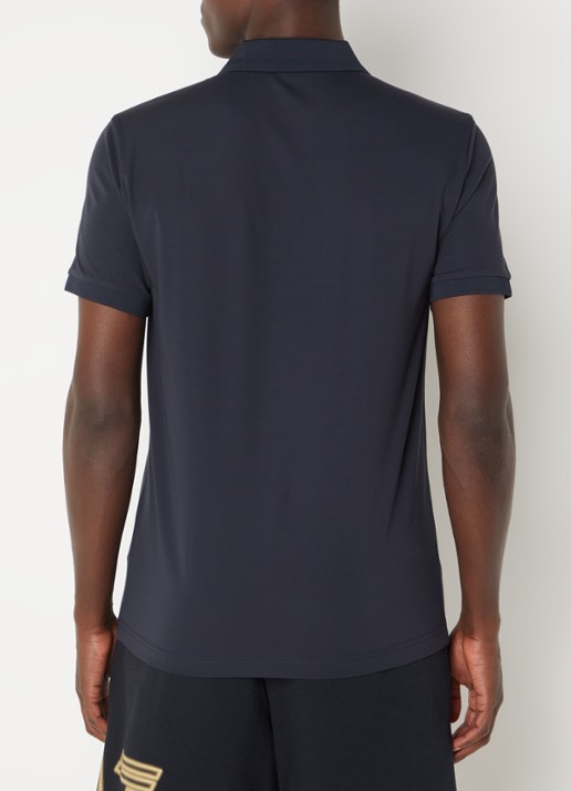 Armani Regular fit polo met logo en halve rits - achterkant 3 royalblauw
