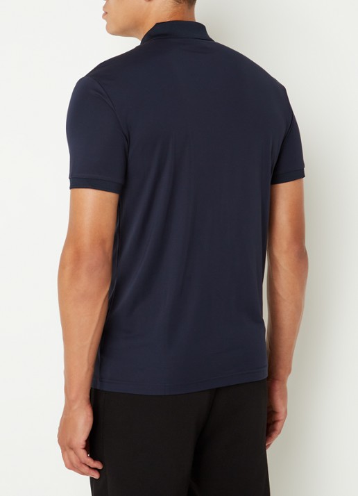 Armani Regular fit polo met logo en halve rits - achterkant 4 donkerblauw