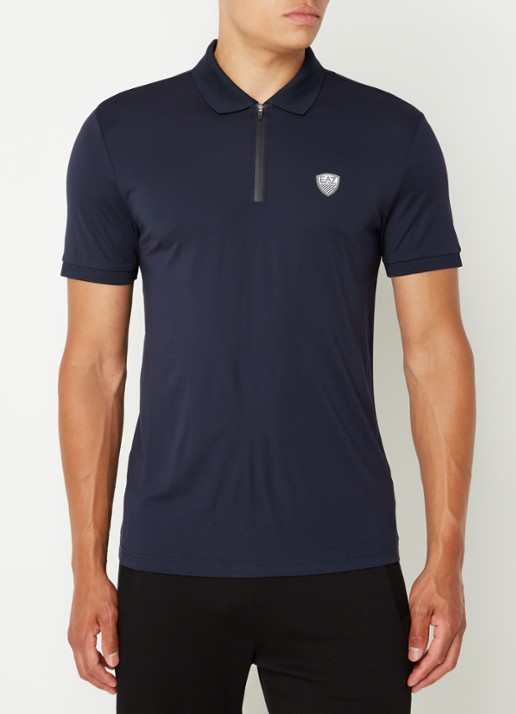 Armani Regular fit polo met logo en halve rits