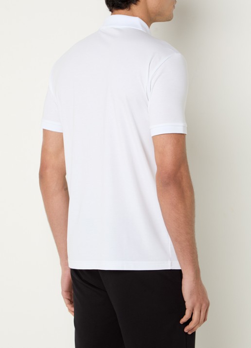 Armani Regular fit polo met logo en halve rits - achterkant wit