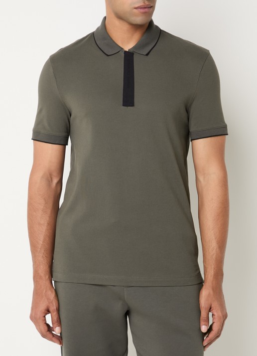 Armani Regular fit polo met logo - detail 4 bronsgroen