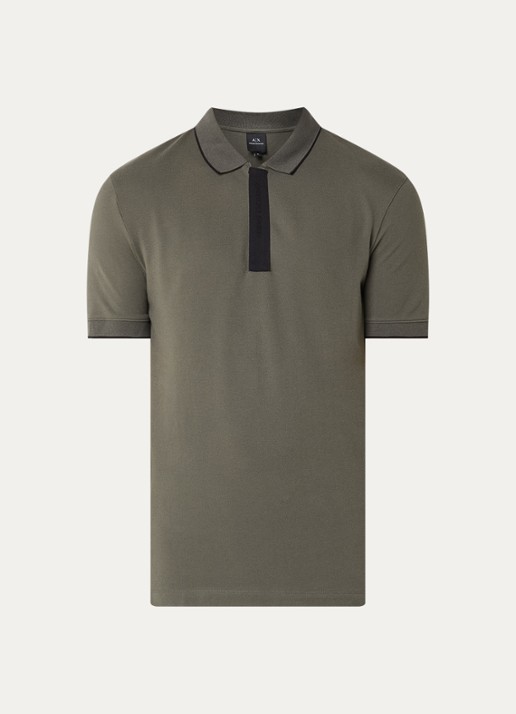 Armani Regular fit polo met logo - voorkant bronsgroen