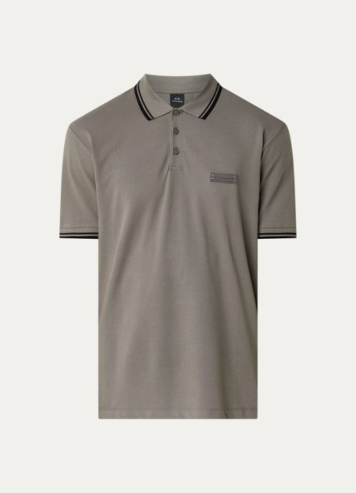 Armani Regular fit polo met logo - voorkant grijs