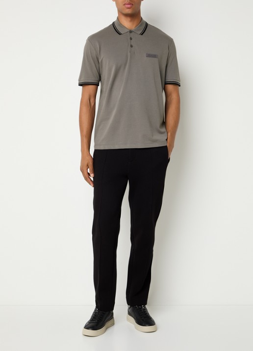 Armani Regular fit polo met logo - voorkant 2 grijs