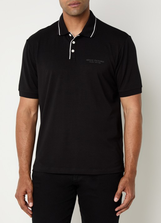 Armani Regular fit polo met logo - detail 2 zwart
