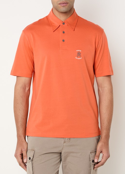 Armani Regular fit polo met logo - detail 3 oranje