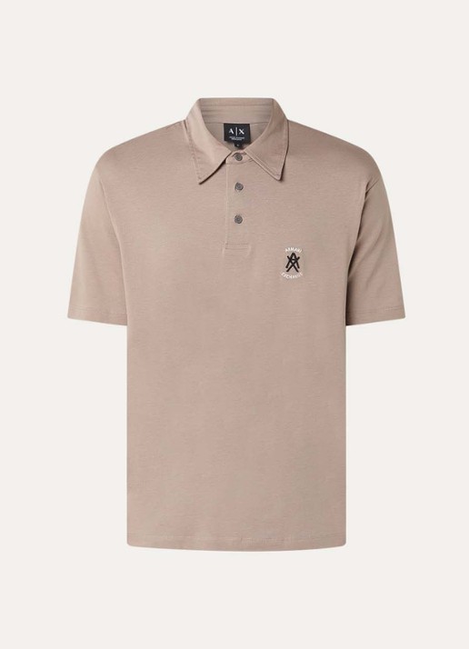 Armani Regular fit polo met logo - voorkant 2 zand