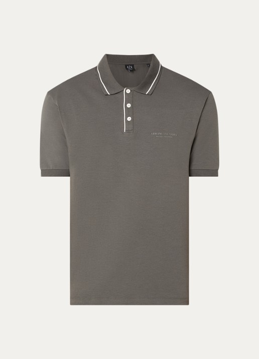 Armani Regular fit polo met logo - voorkant donkergrijs