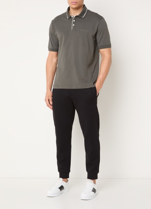 Armani Regular fit polo met logo - voorkant 2 donkergrijs