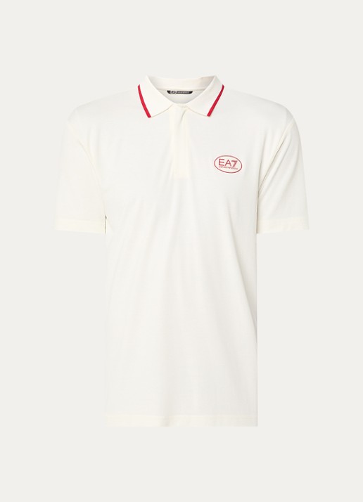 Armani Regular fit polo met logo - voorkant 3 gebroken wit
