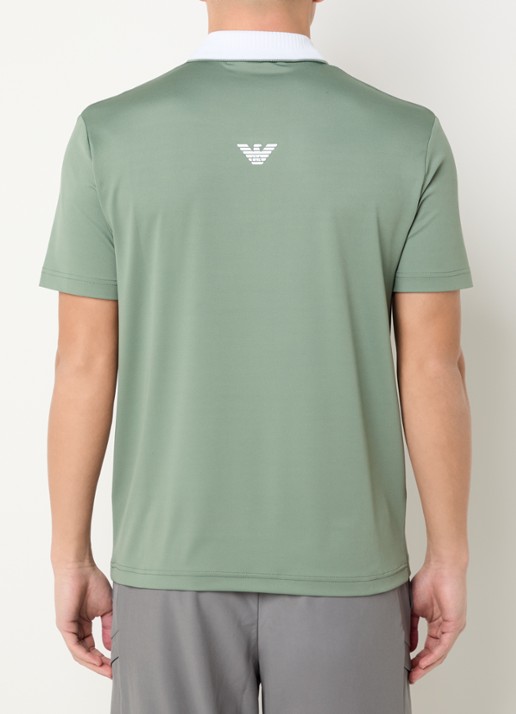 Armani Regular fit polo met logo - achterkant olijfgroen