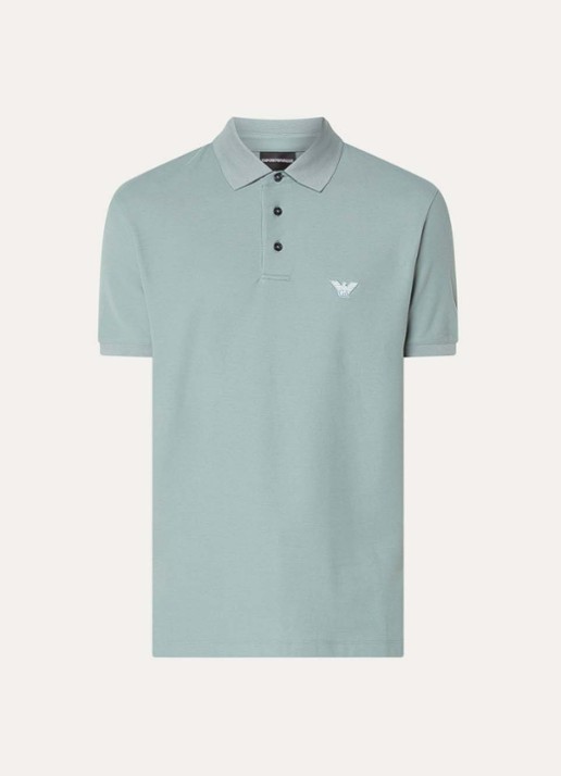 Armani Regular fit polo met logo - voorkant 2 blauwgrijs