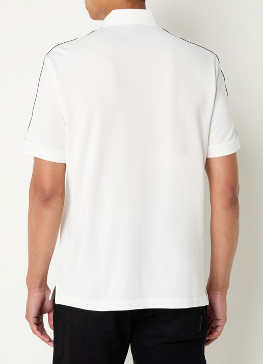 Armani Regular fit polo met logoband - achterkant gebroken wit