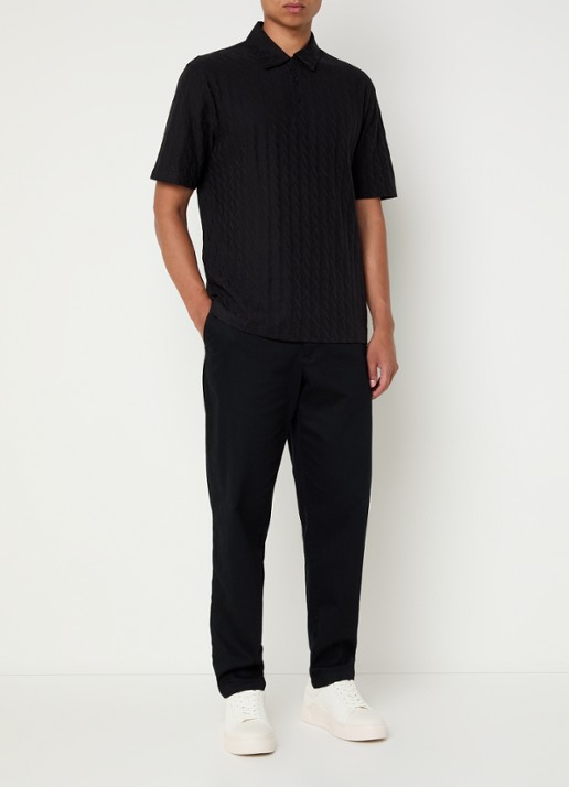 Armani Regular fit polo met logoborduring - voorkant 2 zwart