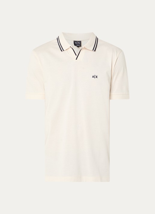 Armani Regular fit polo met logoborduring - voorkant 2 creme