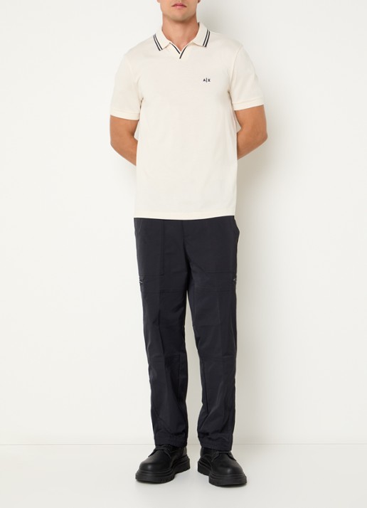 Armani Regular fit polo met logoborduring - voorkant 3 creme
