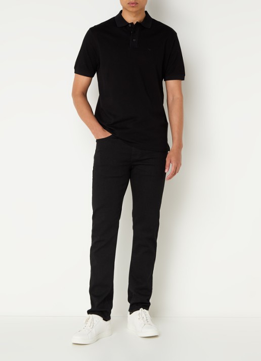 Armani Regular fit polo met logoborduring - voorkant 4 zwart