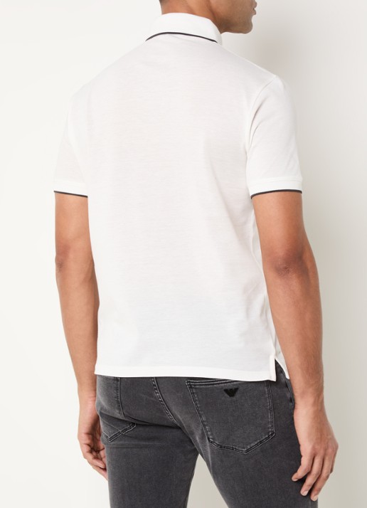 Armani Regular fit polo met logoborduring - achterkant 2 wit