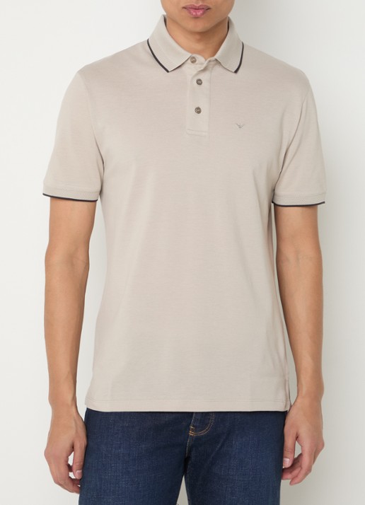 Armani Regular fit polo met logoborduring - detail 2 beige