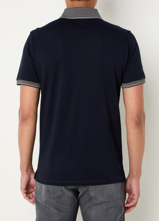 Armani Regular fit polo met logoborduring - achterkant donkerblauw