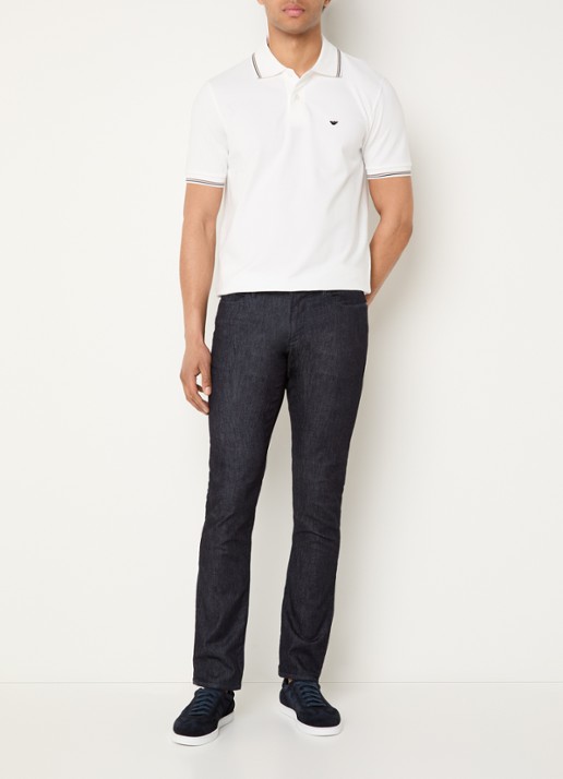 Armani Regular fit polo met logoborduring - voorkant 4 wit