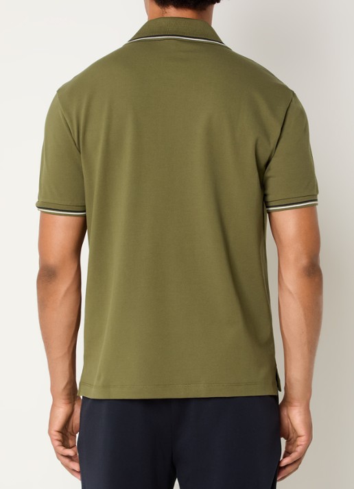 Armani Regular fit polo met logoborduring - achterkant bronsgroen