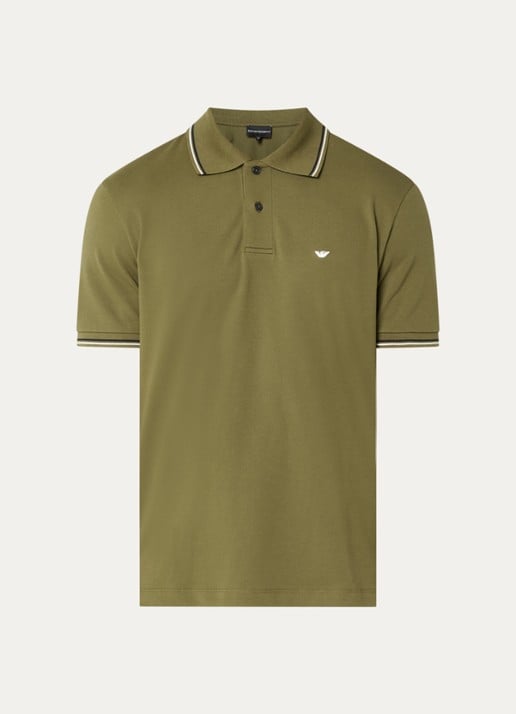 Armani Regular fit polo met logoborduring - voorkant 2 bronsgroen