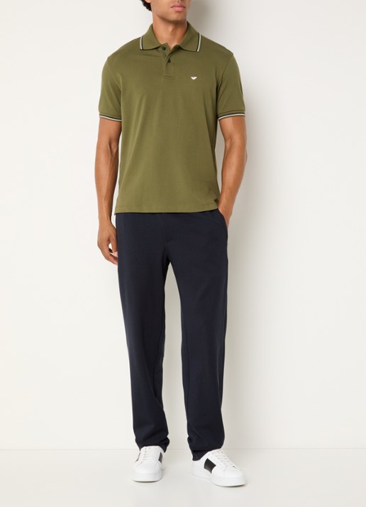Armani Regular fit polo met logoborduring - voorkant 3 bronsgroen