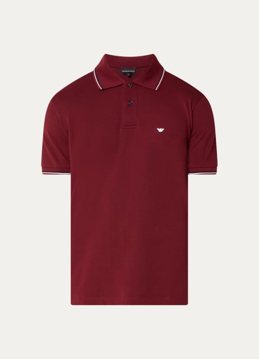 Armani Regular fit polo met logoborduring - voorkant 3 bordeauxrood