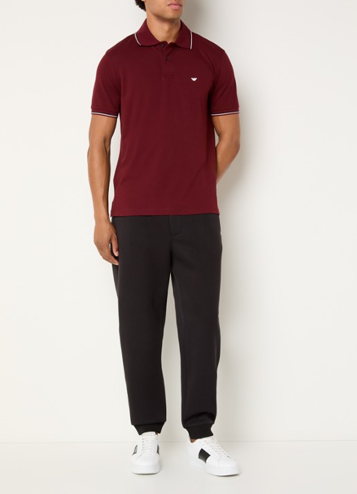 Armani Regular fit polo met logoborduring - voorkant 4 bordeauxrood
