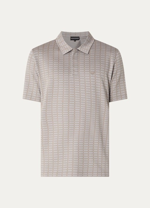 Armani Regular fit polo met logoborduring - voorkant donkerbeige