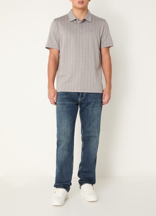 Armani Regular fit polo met logoborduring - voorkant 2 donkerbeige