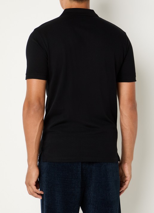 Armani Regular fit polo met logoborduring - achterkant 2 zwart